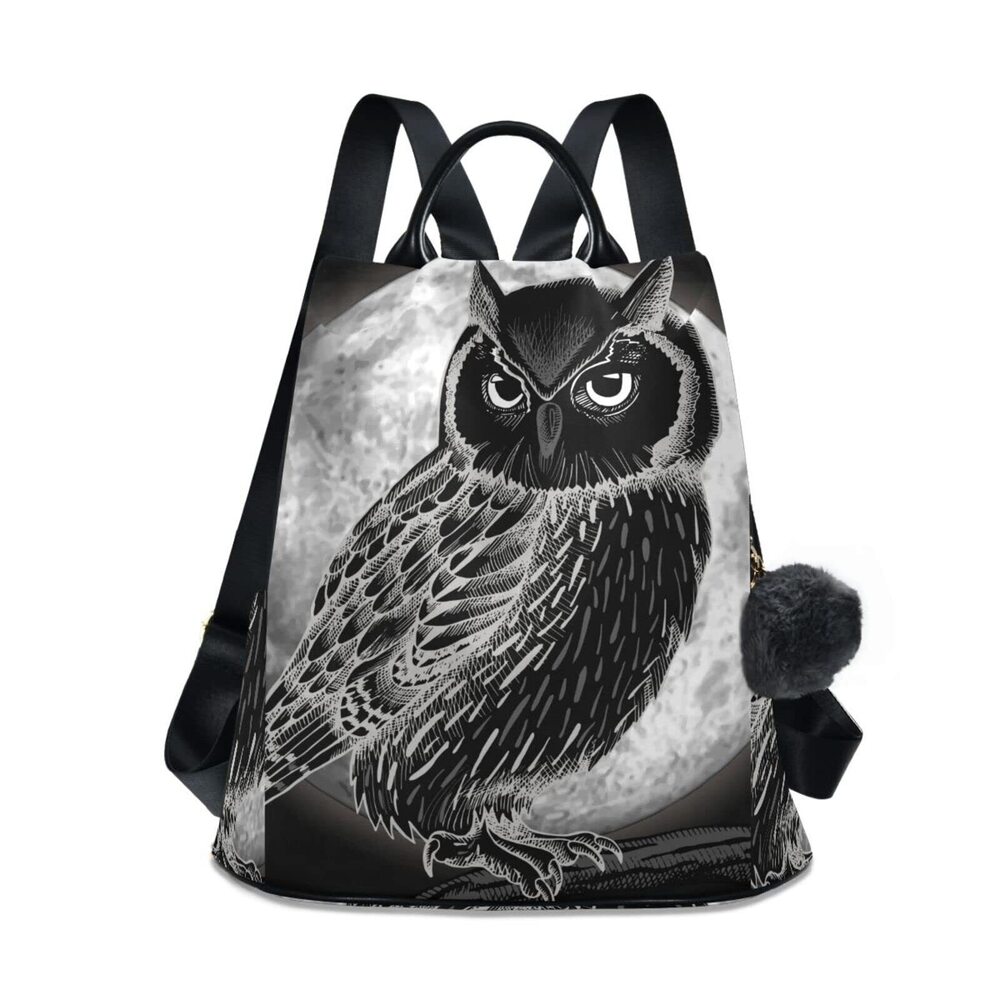 5888 Owl and Moon at Night Backpack Purse Travel Casual Daypack College